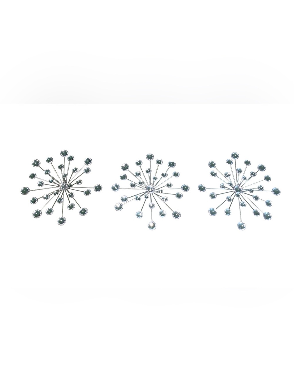 Radiant Burst Wall Mirrors Trio - Silver Crystal Accents